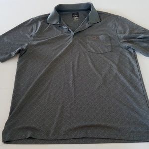 Greg Norman Mens Large Grey Pattern Golf Polo